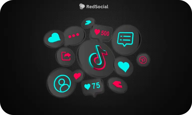 Image of several TikTok icons that have to do with algorithm.