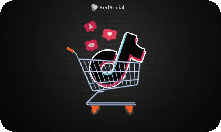 Image of TikTok logo inside a shopping cart indicating giving your content a push.