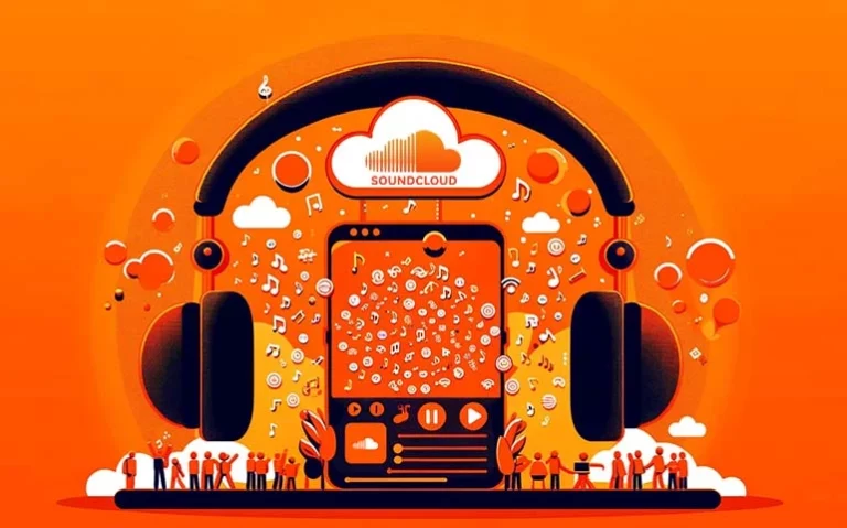 illustration showing a big phone and headset with an orange background