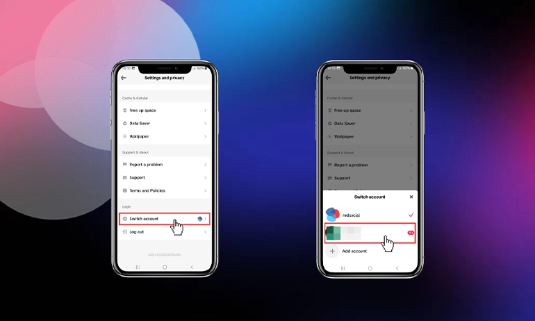 Image of two smartphones showing the second series of steps to navigate through TikTok settings.