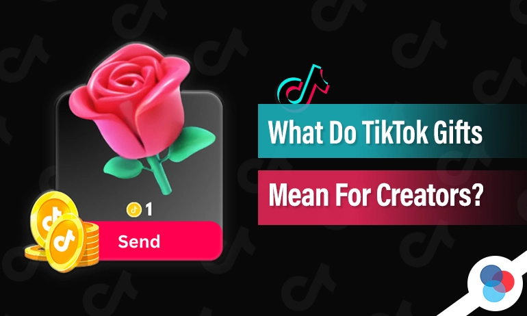 Red rose TikTok gift icon with coins and text saying What Do TikTok Gifts Mean For Creators
