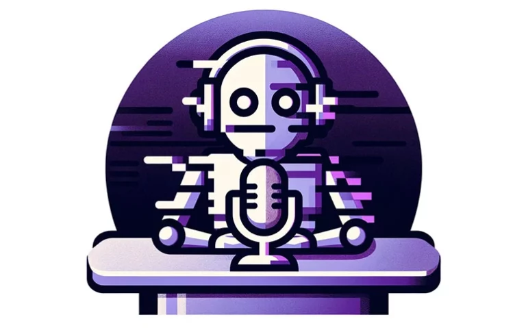 illustration of robot talking to the microphone