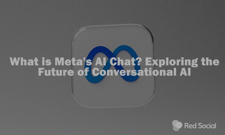 logo of meta with text in the middle saying "What is Meta's AI Chat? Exploring the Future of Conversational AI"