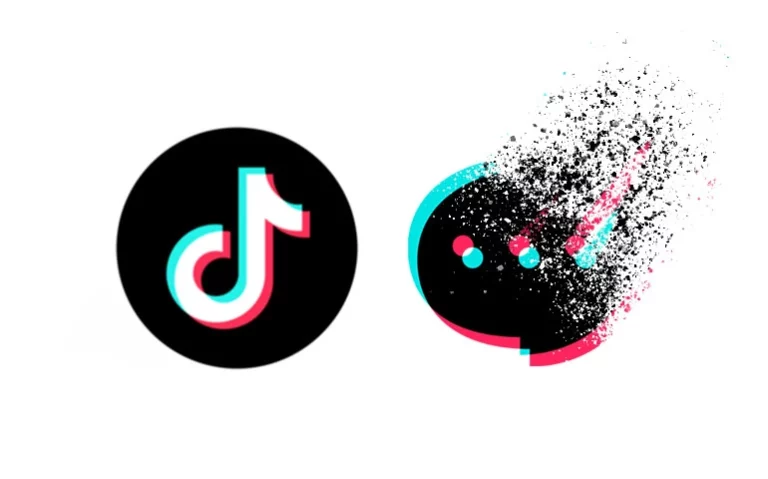 tiktok logo alongside the tiktok comment icon dispersing