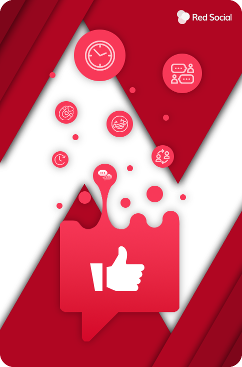 a youtube comment likes icon dissolving into balls with icons like, time, engagement, conversations, etc.