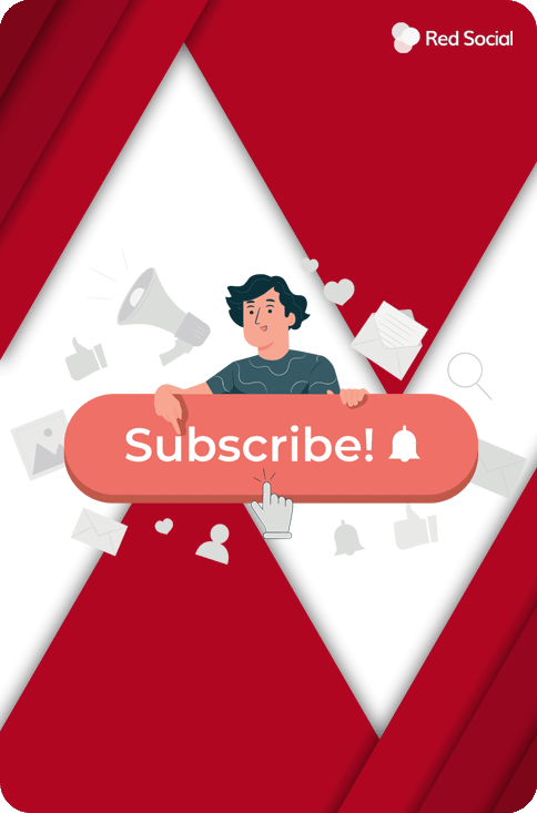 illustration of a person clicking a big subscribe button
