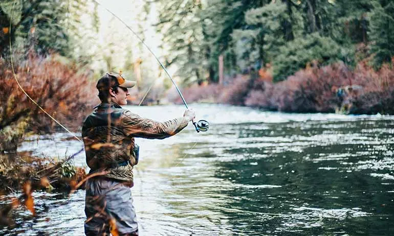 picture of a man throwing a fishing gear in the water