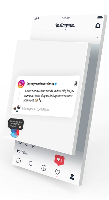 Instagram post with a note saying "I don't know who needs to hear this, but you can post your dog on Instagram as much as you want."