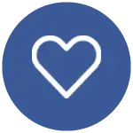 A white Facebook post likes icon with a dark blue circle background