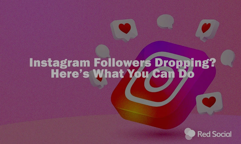 Instagram followers dropping? Here's what you can do to fix it, displayed on a colorful Instagram-themed background.