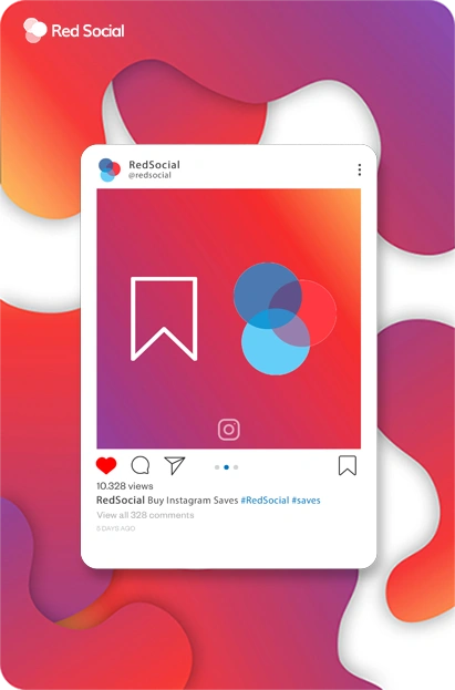 instagram post showing a bookmark icon and the redsocial logo