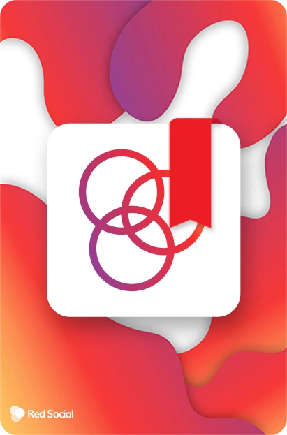 redsocial logo edited in the style of the instagram logo and a bookmark ribbon