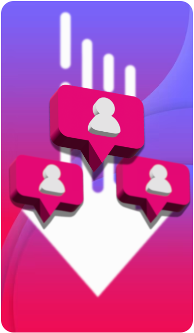 Icons of followers with an arrow pointing downwards, indicating a drop in follower count.