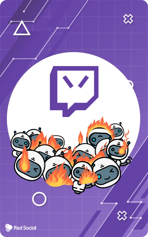 angry twitch logo looking at burning bots