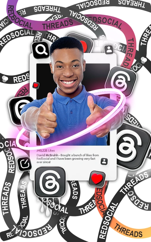 A person giving a thumbs-up in front of a digital display of a Threads post