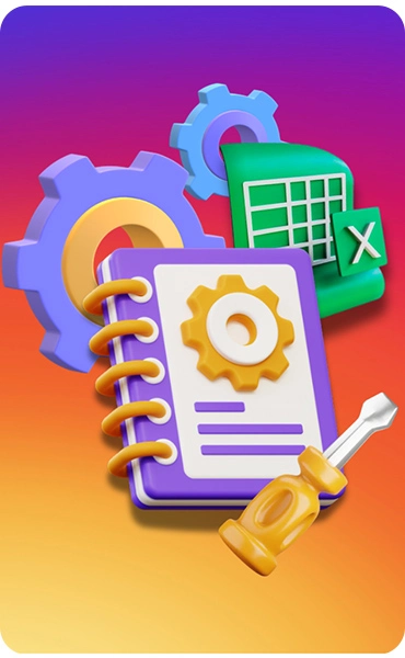 An illustration with tools and a spreadsheet icon, representing the manual method of comparing Instagram follower and following lists.