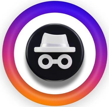 An icon of a detective hat and glasses inside the Instagram logo, symbolizing Instagram’s privacy on unfollower information.