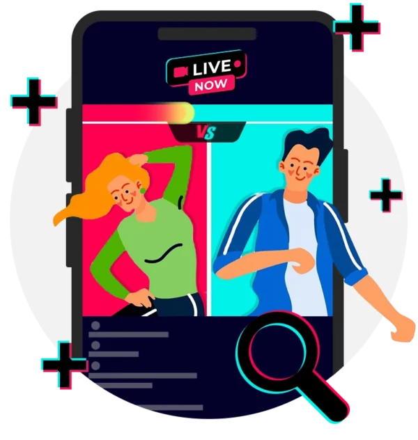 TikTok live battle between two users with viewer interface