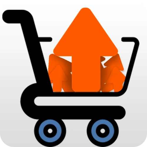 Shopping cart icon filled with Reddit upvote arrows