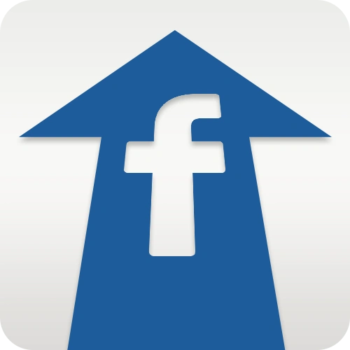 A graphic showing the growth potential with Facebook Business, symbolized by an upward arrow with the Facebook logo.