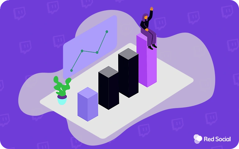 Illustration of a bar chart with a person sitting on the highest bar.