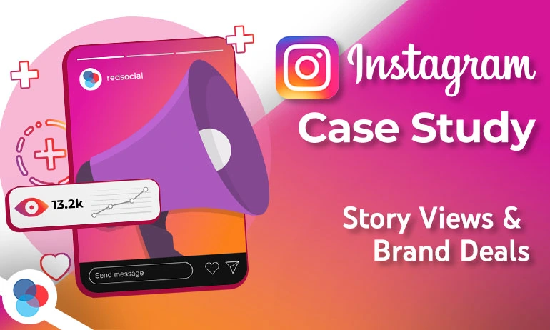 Instagram story with a megaphone and text about story views and brand deals.