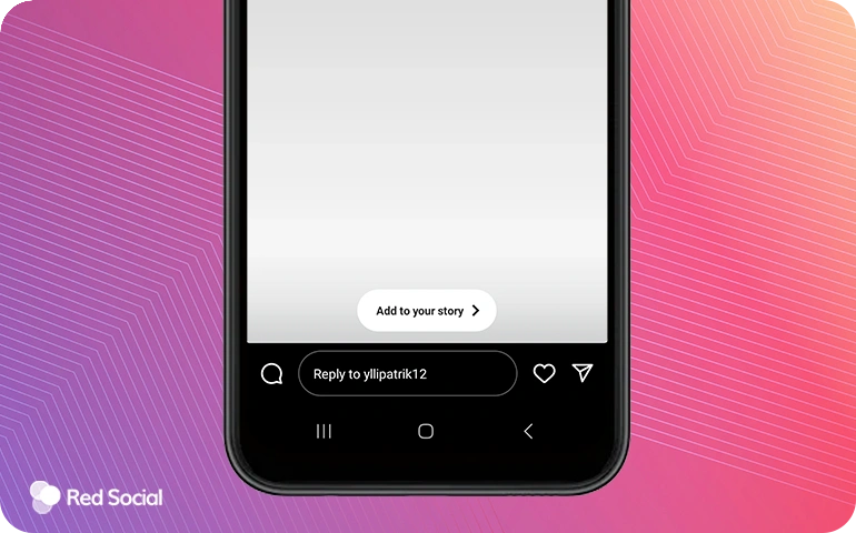 Phone screen showing an Instagram story with an "Add to your story" button.