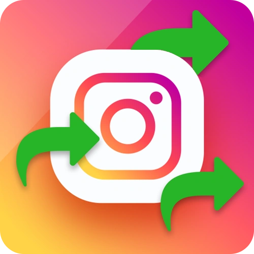 instagram icon surrounded by share icons