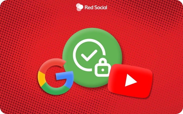 google and youtube logos with a green security check icon