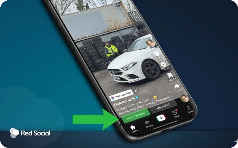 image highlighting the not interested button on a video on tiktok