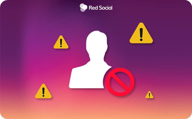 silhouette of a person with warning signs and a red block icon