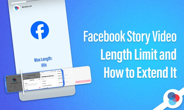 image of a facebook story and the trimming section with text saying "Facebook Story Video Length Limit and How to Extend It"