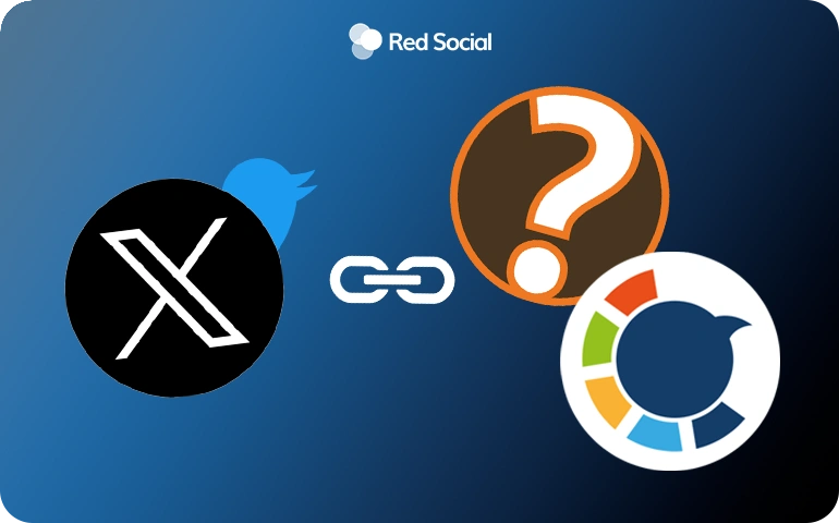 X logo linked with third-party app icons and a question mark, suggesting connection to follower tracking tools.