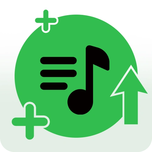 image of the spotify playlist logo with pluses and arrow signifying growth