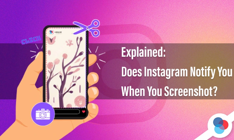 Illustration of taking a screenshot on Instagram with notification text.