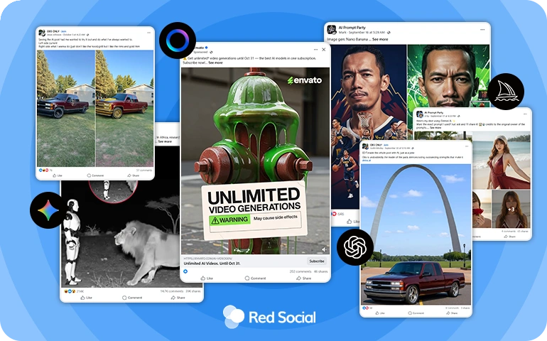 Collage of high-engagement Facebook AI-generated posts