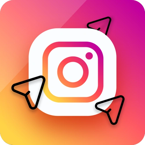 Instagram logo with multiple share icons around it