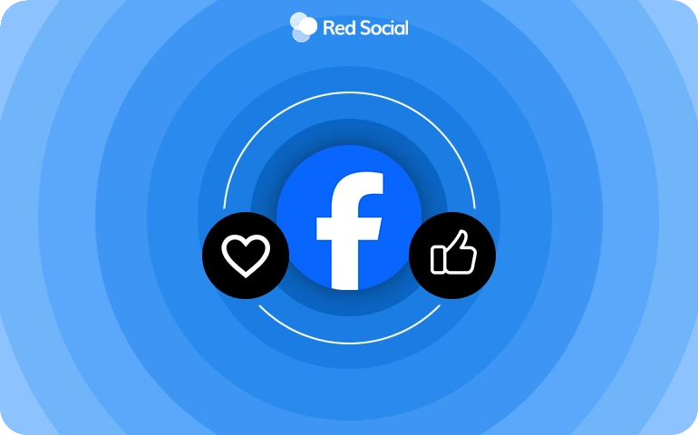 Facebook logo at the center with heart and thumbs-up icons on either side, symbolizing the continued relevance of likes for user engagement.