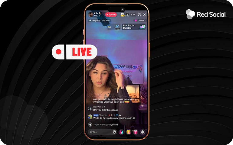TikTok LIVE stream displayed on a smartphone screen with a creator going live and viewer comments appearing in real time.