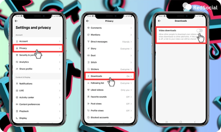 TikTok settings showing how to enable video downloads to increase exposure and engagement.
