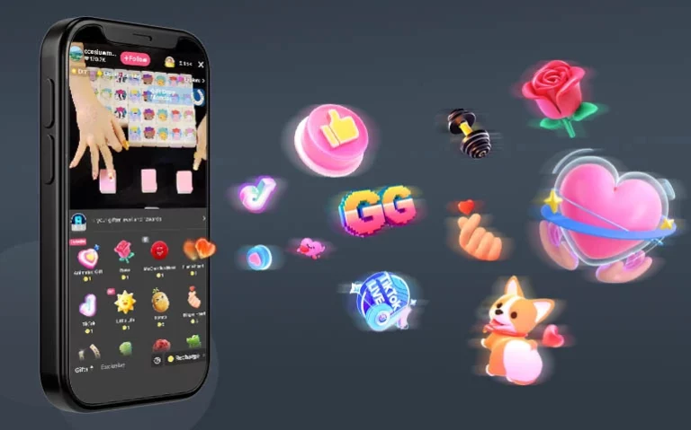 a phone showing tiktok live gifts leaving the screen